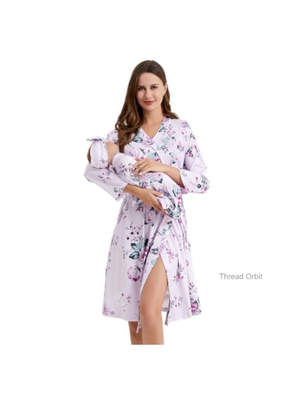 Maternity Robe and Swaddle Set with Receiving Blanket and Headband